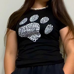 Black and white dog paw shirt